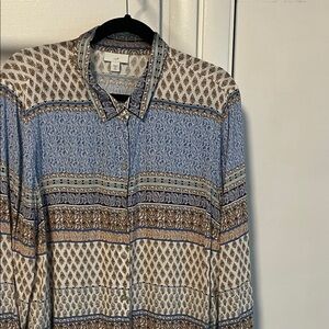 J. Jill Blue and Brown Patterned Top